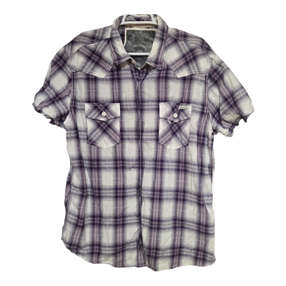 Slade wilder shirt mens size xxl purple white cotton button up casual minimalist